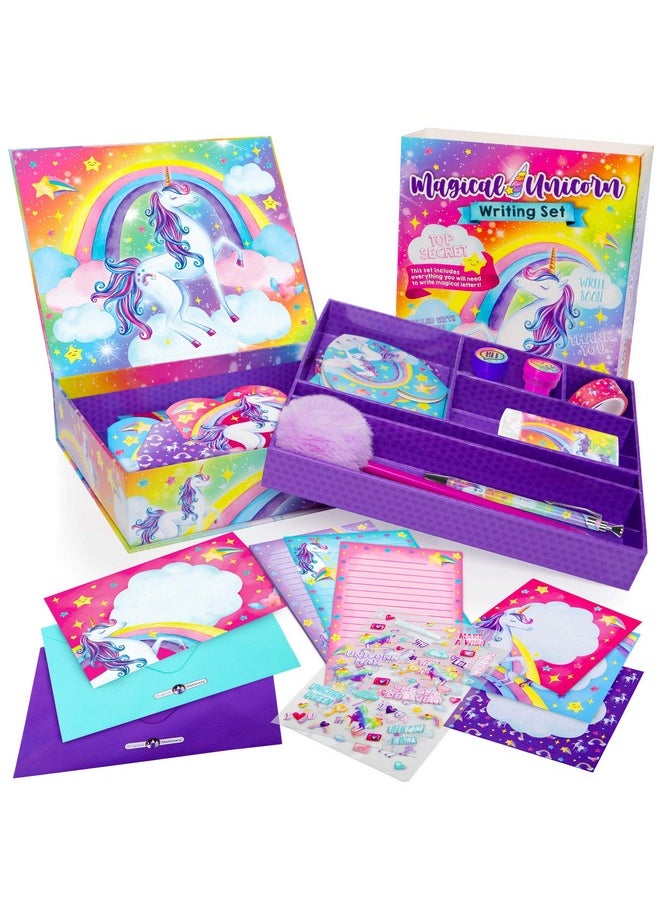 45-Piece Unicorn Letter Writing Set, Stationery Set For Girls With Stickers And Stampers, Fun Unicorn Gifts For Girls Ages 10-12, Magical Christmas And Thanksgiving Gift