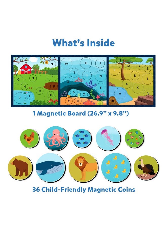 Magnetic Matching Activity - Letters, Numbers & Animals, Preschool Learning Toy & Game For Kids, 35+ Magnetic Pieces, Gifts For Boys & Girls Ages 3, 4, 5, 6