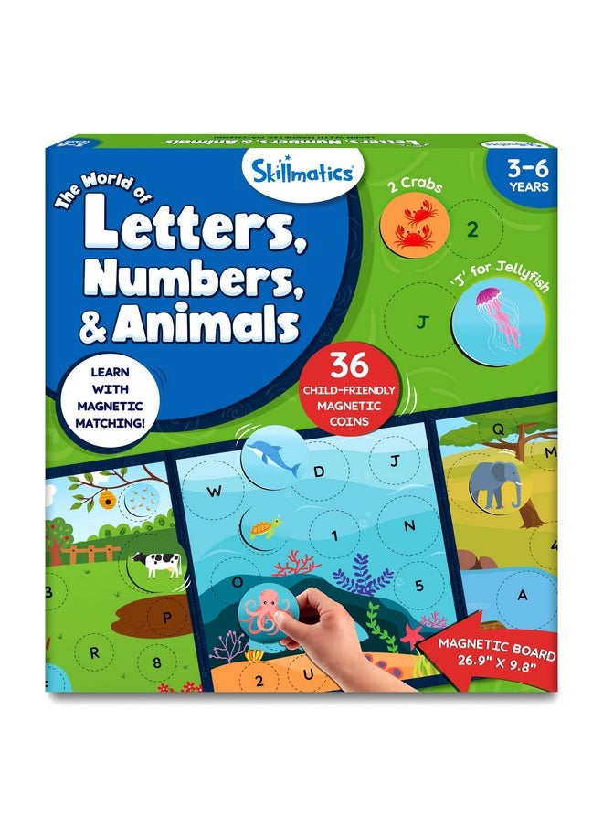 Magnetic Matching Activity - Letters, Numbers & Animals, Preschool Learning Toy & Game For Kids, 35+ Magnetic Pieces, Gifts For Boys & Girls Ages 3, 4, 5, 6