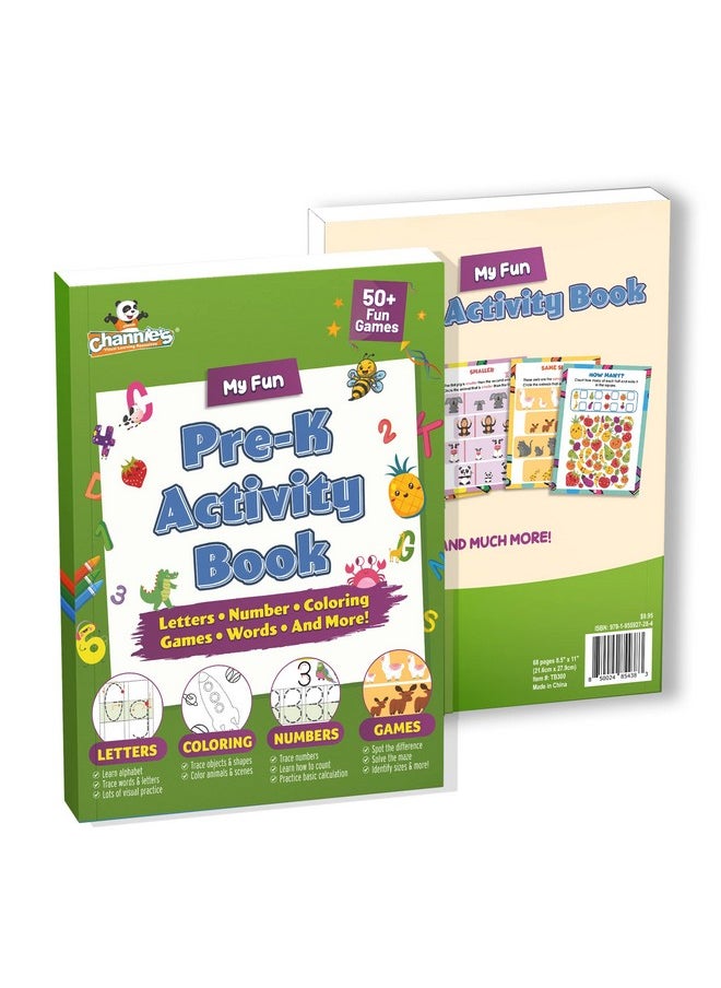 Pre-K Activity Book, Preschool Workbook With Fun Educational Learning Activities For Kids, Ages 3-5, 50+ Games, Colors, Letter-Tracing, Counting, Mazes, And More!