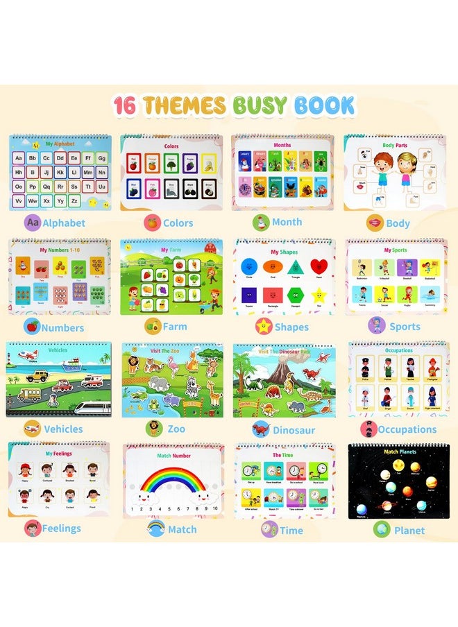 Busy Book For Toddlers Gift, Montessori Toys For 2 3 4 5 6 Years Old Kids Gift Preschool Learning Activities With 32 Themes, Educational Autism Sensory Toys Gifts For Boys Girls Christmas Birthdays