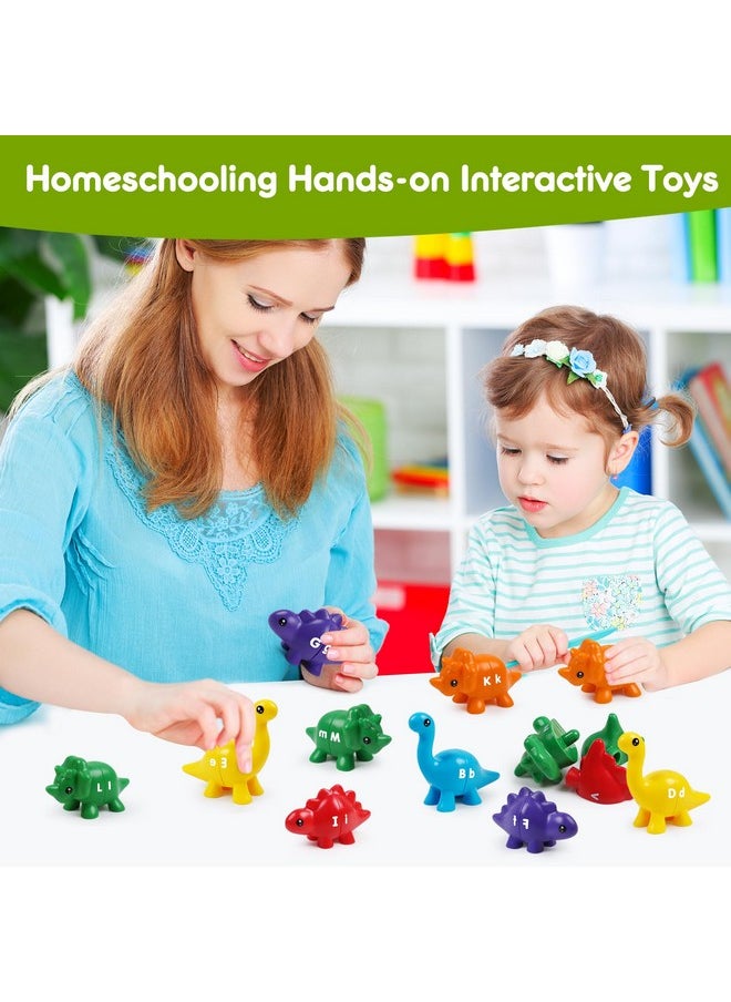 26 Pcs Matching Letters Toy Double-Sided Dinosaur Fine Motor Abc 26 Letters Alphabet Match Game With Uppercase Lowercase Preschool Learning Montessori Educational Toys For 3 4 5 Toddlers Boys Girls