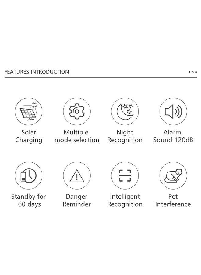 Solar Powered Wireless 433MHz Infrared Motion Sensor Detector Strobe Siren 120dB Alarm Waterproof PIR Sensor