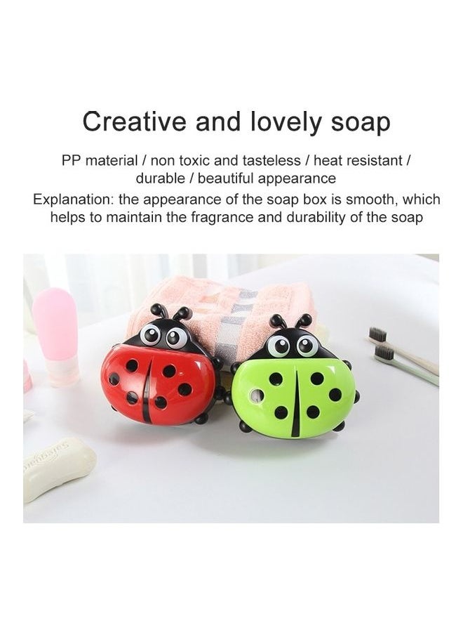 Colorful Cute Cartoon Ladybug Plastic Travel Soap Dish Box With Corver Multicolour 14x3x12cm