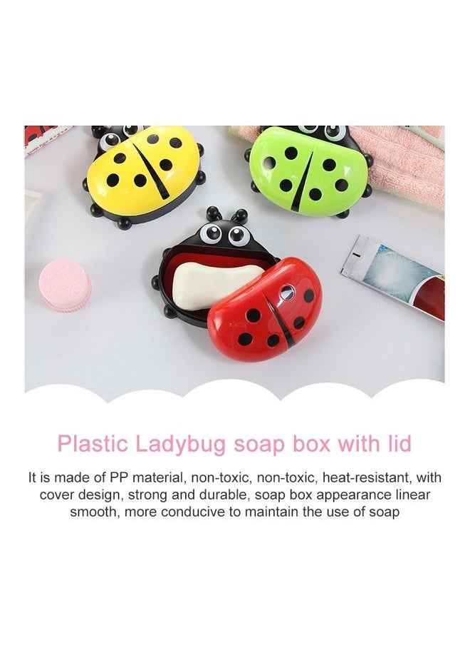 Colorful Cute Cartoon Ladybug Plastic Travel Soap Dish Box With Corver Multicolour 14x3x12cm