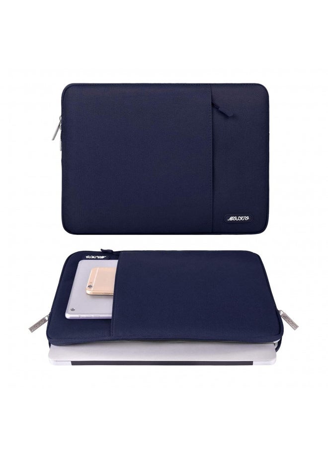 MOSISO Laptop Sleeve Bag Compatible with MacBook Air 15 inch M2 A2941 2023/Pro 15 A1990 A1707, 15 Surface Laptop 5/4/3,Dell XPS 15,HP Stream 14 inch, Polyester Vertical Case with Pocket, Navy Blue