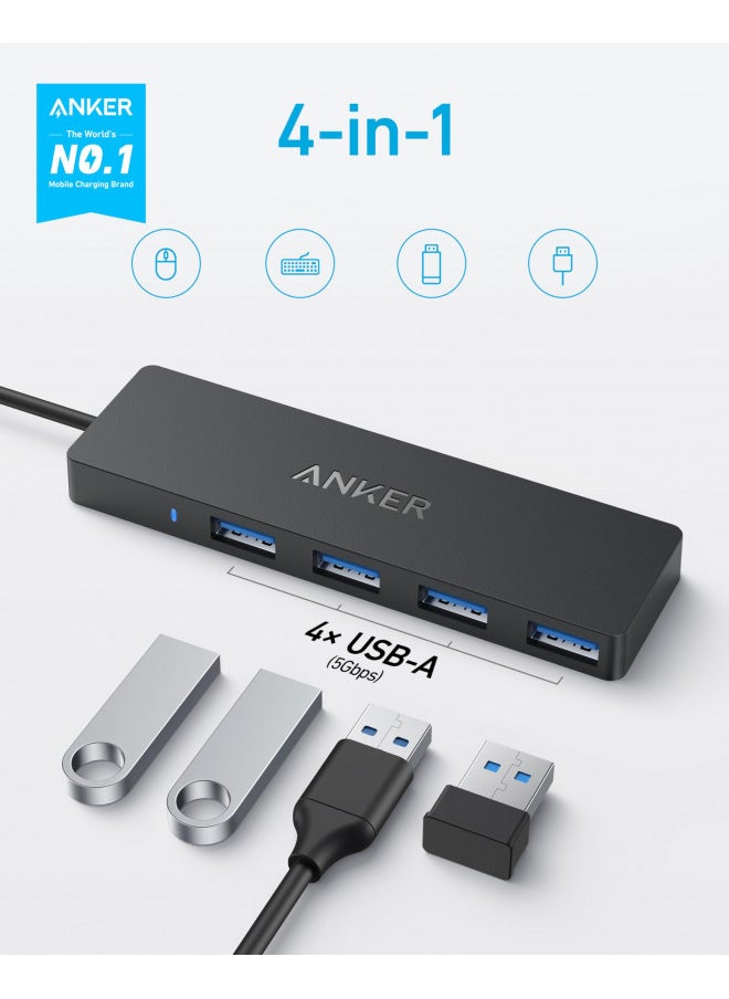 Anker USB C Hub, 4 Ports USB 3.0 Hub with 5Gbps Data Transfer, 2ft Extended Cable [Charging Not Supported], USB C Splitter for Type C MacBook, Mac Pro, iMac, Surface, XPS, Flash Drive, Mobile HDD