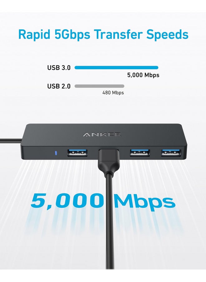 Anker USB C Hub, 4 Ports USB 3.0 Hub with 5Gbps Data Transfer, 2ft Extended Cable [Charging Not Supported], USB C Splitter for Type C MacBook, Mac Pro, iMac, Surface, XPS, Flash Drive, Mobile HDD