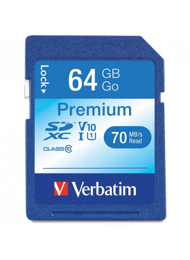 Verbatim 64GB Premium SDXC Memory Card, UHS-I V10 U1 Class 10