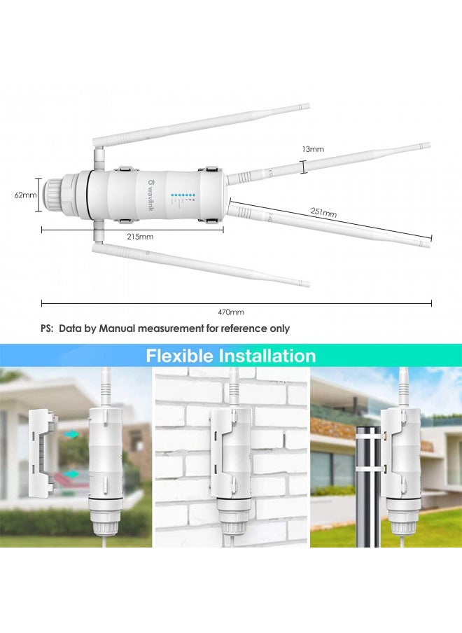 WAVLINK AC1200 Outdoor Weatherproof WiFi Extender/Wireless Access Point/Mesh with Passive POE,High Power Dual Band 2.4+5G Repeater,Gigabit Port, No WiFi Dead Zones for Working from Home