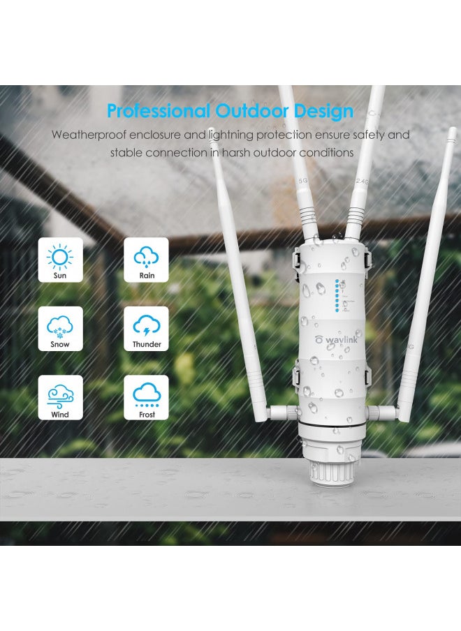 WAVLINK AC1200 Outdoor Weatherproof WiFi Extender/Wireless Access Point/Mesh with Passive POE,High Power Dual Band 2.4+5G Repeater,Gigabit Port, No WiFi Dead Zones for Working from Home