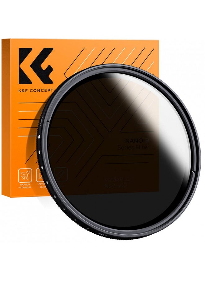 K&F Concept 82mm Variable ND2-ND400 ND Lens Filter (1-9 Stops) for Camera Lens, Adjustable Neutral Density Filter with Microfiber Cleaning Cloth (B-Series)