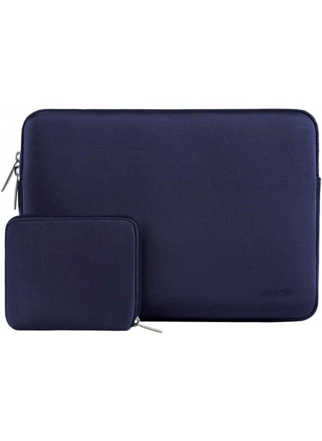 MOSISO Laptop Sleeve Compatible with MacBook Air 15 inch M2 A2941 2023 / Pro 15 A1990 A1707, 15 inch Surface Laptop 5/4/3, Dell XPS 15, HP Stream 14 inch, Neoprene Bag with Small Case, Navy Blue