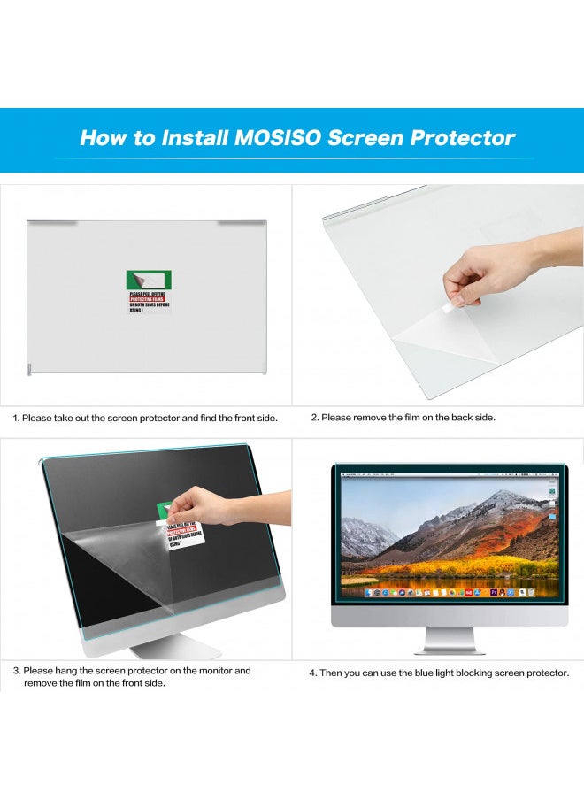 MOSISO 23-24 inch Computer Blue Light Blocking Screen Protector Anti-UV Eye Protection Filter Film Panel for Diagonal 23,23.6,23.8,24 inch 16:9 Widescreen Desktop PC LED Monitor(21.26x13.39 inch/LxW)