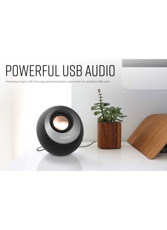 Creative Pebble V3 Minimalistic 2.0 USB-C Desktop Speakers with USB Audio, Clear Dialog Enhancement, Bluetooth 5.0, 8W RMS with 16W Peak Power, USB-A Converter Included (Black)