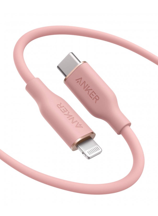 Anker USB-C to Lightning Cable, 641 Cable (Coral Pink, 6ft), MFi Certified, Powerline III Flow Silicone Fast Charging Cable for iPhone 13 13 Pro 12 11 X XS XR 8 Plus(Charger Not Included)