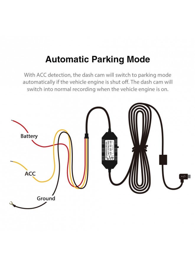 VIOFO HK3 Acc Hardwire Kit for A129, A129 Plus, A129 PRO, A129 IR, A119 V3, Enables Parking Mode, Low Voltage Protection