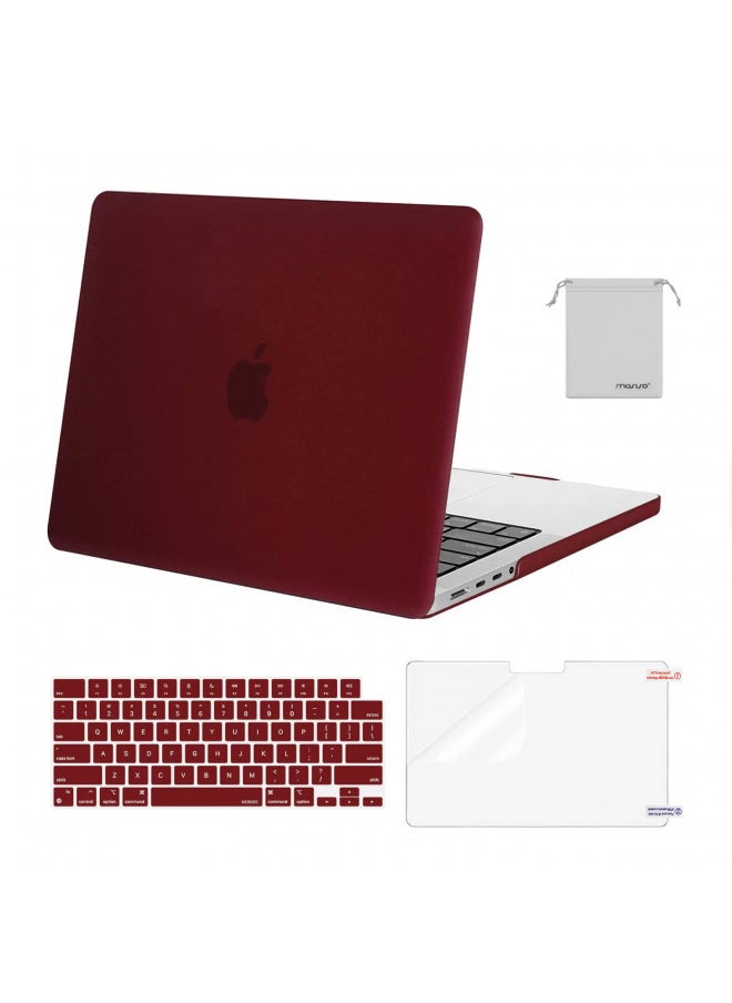 MOSISO Compatible with MacBook Pro 14 inch Case 2024 2023 2022 2021 Release M3 A2918 A2992 M2 A2779 M1 A2442 Pro Max, Plastic Hard Shell&Keyboard Cover&Screen Protector&Storage Bag, Marsala Red