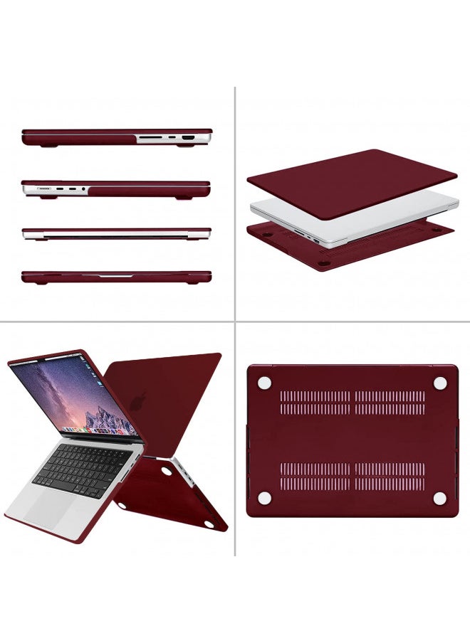 MOSISO Compatible with MacBook Pro 14 inch Case 2024 2023 2022 2021 Release M3 A2918 A2992 M2 A2779 M1 A2442 Pro Max, Plastic Hard Shell&Keyboard Cover&Screen Protector&Storage Bag, Marsala Red