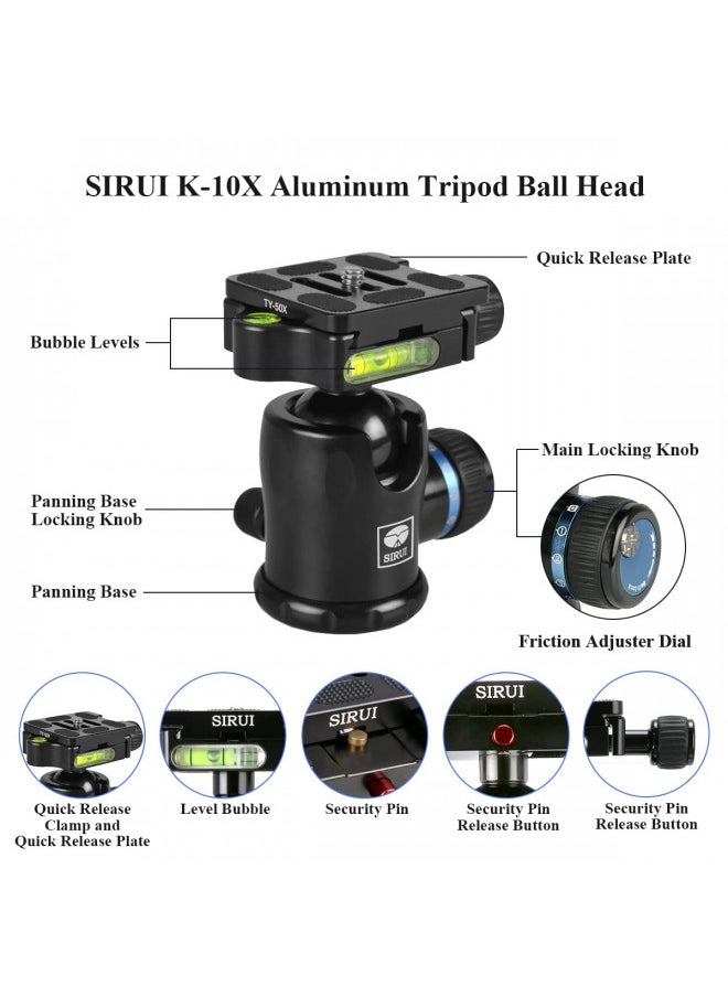 Sirui KX-Series Aluminium Tripod Head incl. TY-Series Quick Release Plate - Black (K-10X)