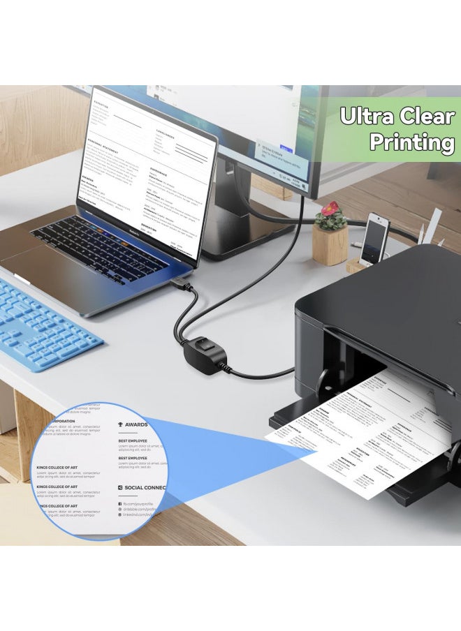 Herfair Printer Cable Splitter 1 in 2 Out Printer Splitter for Two Computers USB-B Male to Dual USB Male Y Cable Compatible with Printer, Scanner, Fax Machine, More USB Type-B Devices