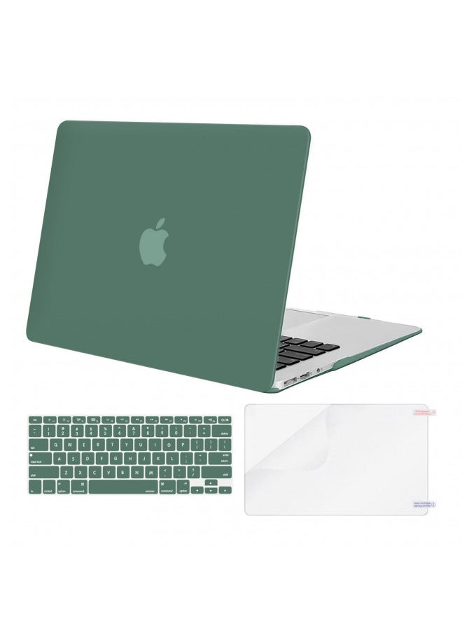 MOSISO Compatible with MacBook Air 13 inch Case (Models: A1369 & A1466, Older Version 2010-2017 Release), Protective Plastic Hard Shell Case & Keyboard Cover & Screen Protector, Midnight Green