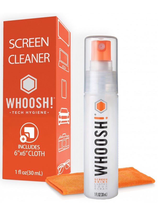 WHOOSH! Screen Cleaner Kit Best for Smartphones, iPads, Eyeglasses, e-Readers, LED, LCD & TVs (1 Oz W/2 Cloths)