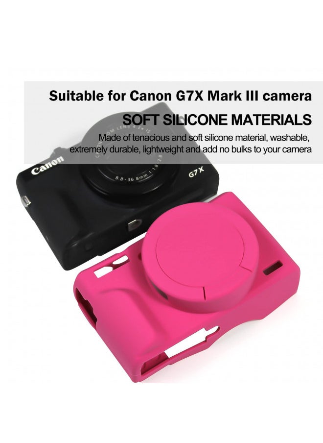 Easy Hood Case for Canon Powershot G7 X Mark III Digital Camera, Soft Silicone Protective Cover with Removable Lens Cover for Canon Powershot G7X Mark III DSLR Camera (Rose)