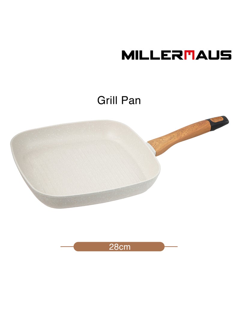 Millerhaus Natural Grill Pan 28cm Forged Aluminium