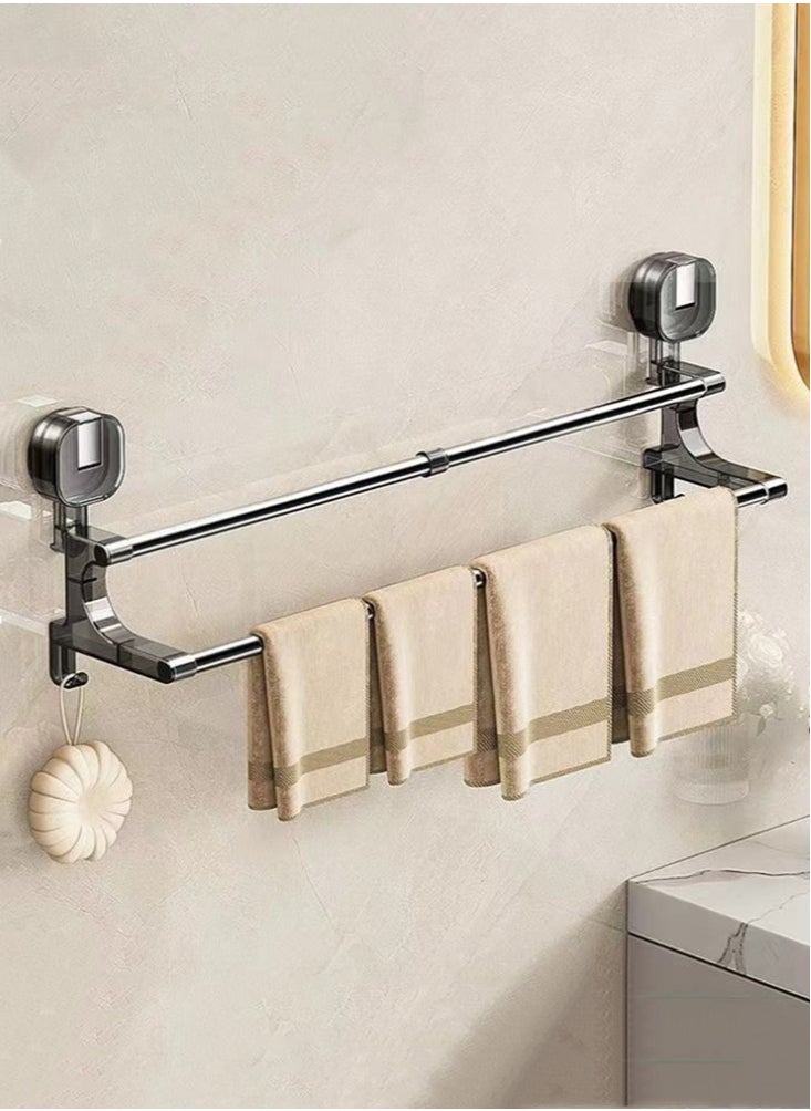 1-Piece Wall Mount Towel Bar Retractable Towel Rack Grey Stainless Steel 72x12x18.5 cm