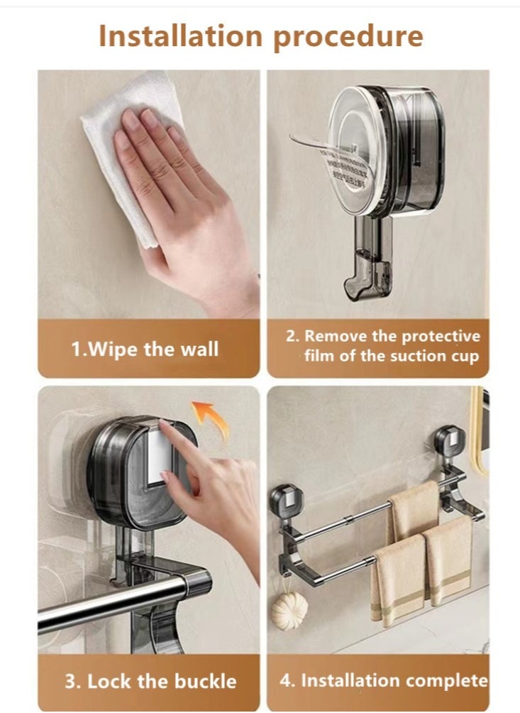 1-Piece Wall Mount Towel Bar Retractable Towel Rack Grey Stainless Steel 72x12x18.5 cm