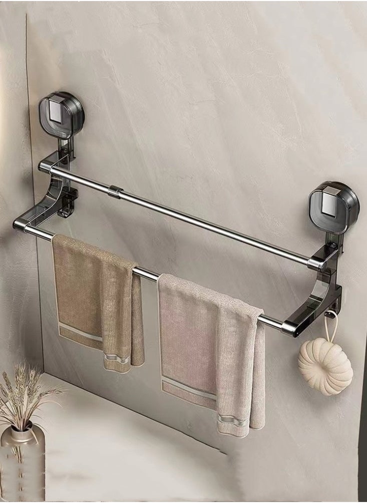 1-Piece Wall Mount Towel Bar Retractable Towel Rack Grey Stainless Steel 72x12x18.5 cm
