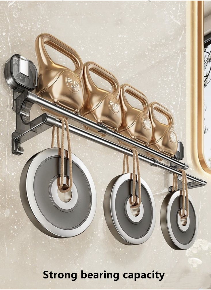 1-Piece Wall Mount Towel Bar Retractable Towel Rack Grey Stainless Steel 72x12x18.5 cm