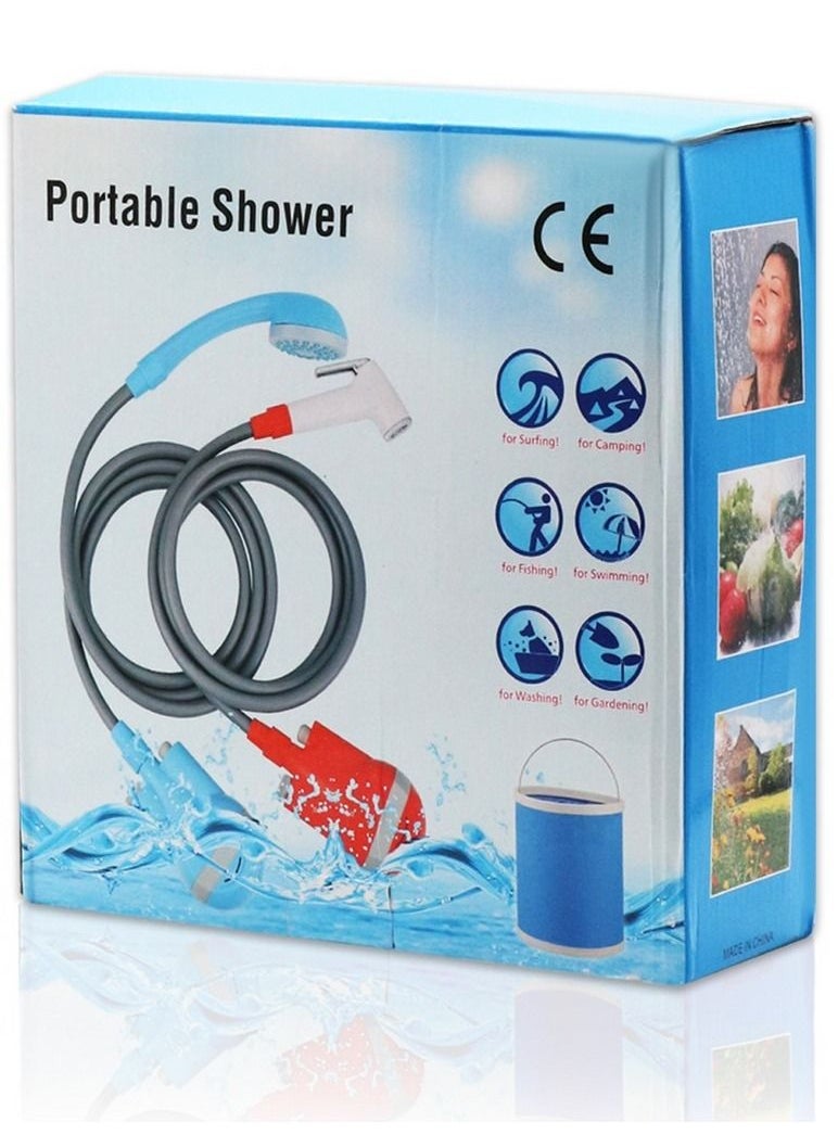 “Camping Shower, Shower Head Holder Blue, Portable Shower Electric Shower Camping Shower With Shower Head Shut Off Valve, Shower Head Blue, Handheld Electric Shower “