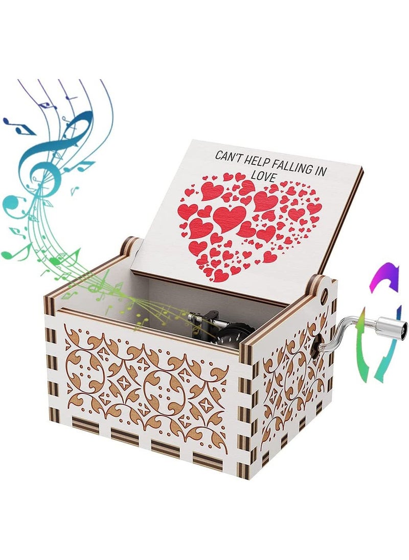 Wooden hand-cranked music box fall in love uv painted music box for nostalgic handmade gifts stall ornaments wholesale Wood Love Love River 1