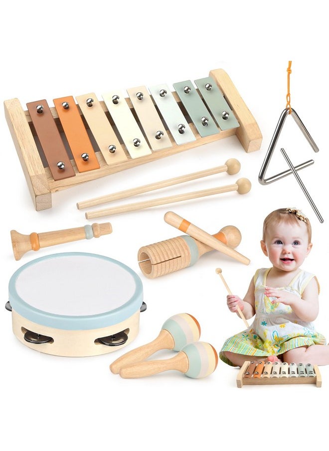 Montessori Toys For 1 Year Old Girls Gifts, Baby Musical Instruments For Toddlers 1-3, Musical Toys For Babies 6-12-18 Months With Boho Xylophone/Drum, Christmas Birthday Gifts For One Year Old Boy