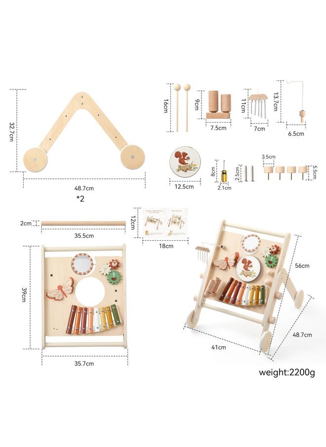 Wooden Music Instrument Set For Kids, Push Walker Walking Toys Learning To Walk, Montessori Preschool Educational Toddler Musical Toys Gifts For 1 Years Girls Boys