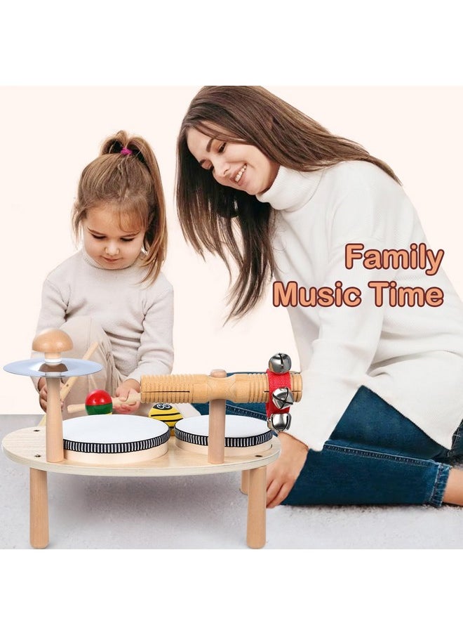 Kids Drum Set For Toddlers: Montessori Musical Instruments Set Toddler Toys - 7 In 1 Wooden Musical Kit Baby Sensory Educational Toys - Christmas Birthday Gifts For Boys & Girls Age 2 3 4 5 6