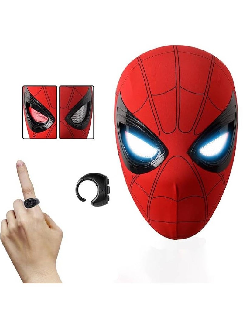 Spider Superhero Mask Toy with Moving Eyes and LED Lights - Movable Eyes Remote Control, Full Face, Fun for Men - Great for Halloween, Christmas, Cosplay