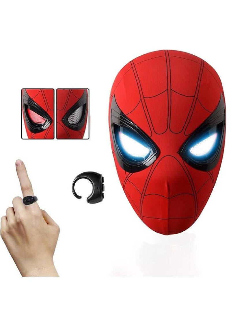 Spider Superhero Mask Toy with Moving Eyes and LED Lights - Movable Eyes Remote Control, Full Face, Fun for Men - Great for Halloween, Christmas, Cosplay