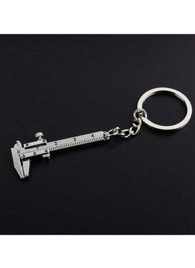 Mini Vernier Caliper Pendant Keyring Slider Slides Tool Key Chain Silver