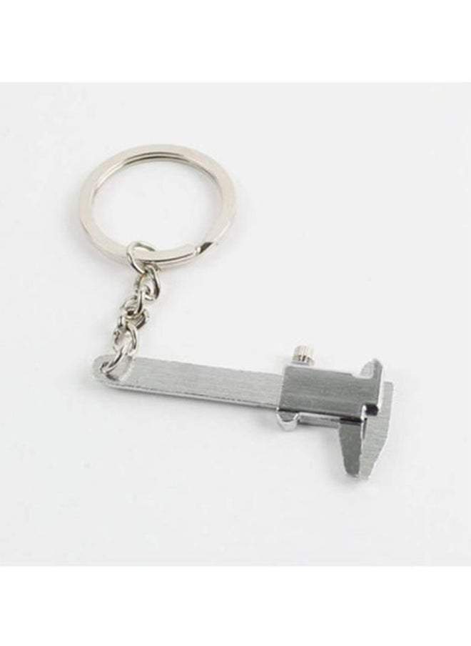 Mini Vernier Caliper Pendant Keyring Slider Slides Tool Key Chain Silver