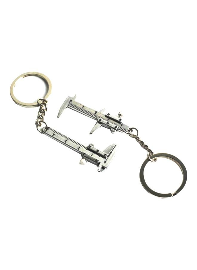 Mini Vernier Caliper Pendant Keyring Slider Slides Tool Key Chain Silver