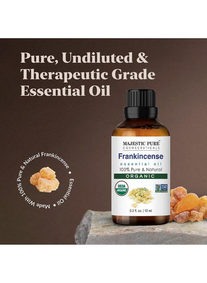 Organic Frankincense Essential Oil - 100% Pure Frankincense Oil For Pain Relief, Skin Care, Hair Care & Aromatherapy, Premium Grade For Diffuser & Oil Diffuser - 0.3 Fl Oz