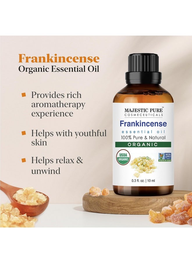 Organic Frankincense Essential Oil - 100% Pure Frankincense Oil For Pain Relief, Skin Care, Hair Care & Aromatherapy, Premium Grade For Diffuser & Oil Diffuser - 0.3 Fl Oz