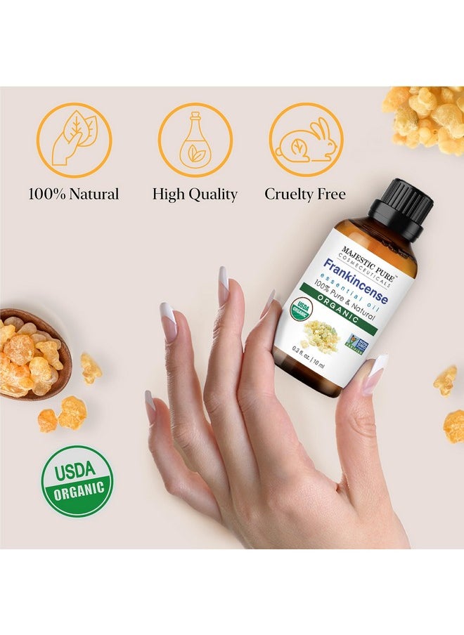 Organic Frankincense Essential Oil - 100% Pure Frankincense Oil For Pain Relief, Skin Care, Hair Care & Aromatherapy, Premium Grade For Diffuser & Oil Diffuser - 0.3 Fl Oz