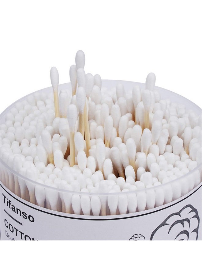 500 Count Cotton Swabs, Natural Double Round Cotton Tip Cotton Buds With Strong Wooden Sticks For Ears, Cruelty-Free Ear Swabs, Wooden Cotton Sticks With Storage Box