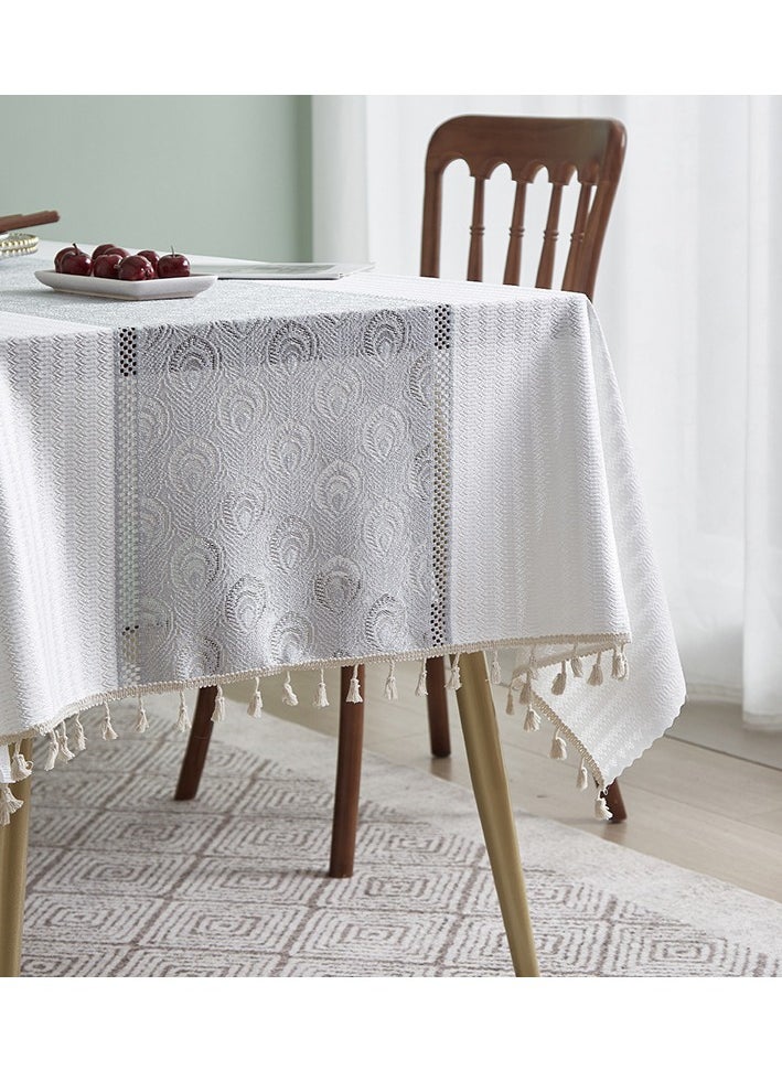 Rectangular Table Cloth, Cotton linen Table Cloth Wrinkle-Resistant Table Cloth, Soft Fabric Tablecloth With Tassels, Suitable for Kitchen Dining Room Outdoor Party 140CM×180CM , 4-6 Seats