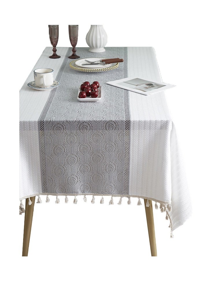 Rectangular Table Cloth, Cotton linen Table Cloth Wrinkle-Resistant Table Cloth, Soft Fabric Tablecloth With Tassels, Suitable for Kitchen Dining Room Outdoor Party 140CM×180CM , 4-6 Seats