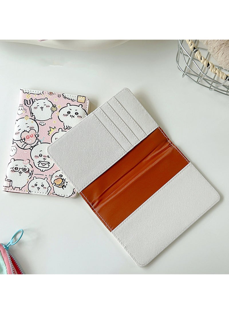 Gray Cartoon Style Passport Holder Wallet Passport Holder, Multi-Function Girls And Boys Card Holder Pu Leather Travel Document Holder, Travel Accessories